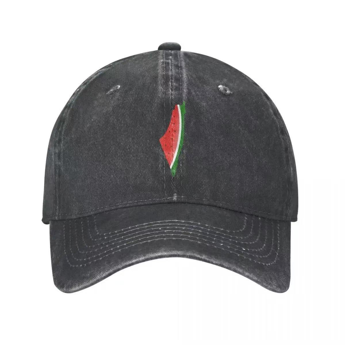 palestine watermelon map washed cotton cap – charcoal black palestine watermelon map washed cotton cap – charcoal black