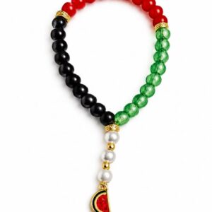 Home palestine flag colors beaded bracelet with watermelon charm