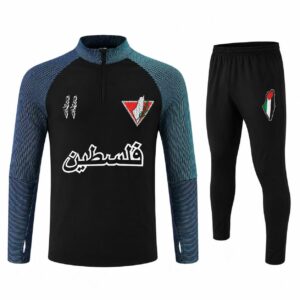 palestine national football style quarter zip tracksuit – black & teal