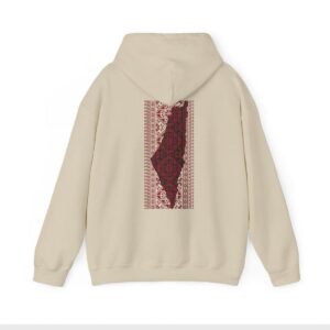 palestine tatreez map print hoodie – beige